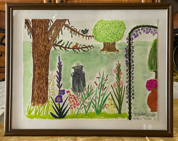 Original Watercolor Painting on Paper Artwork "Mi Jardín" or “My Garden”