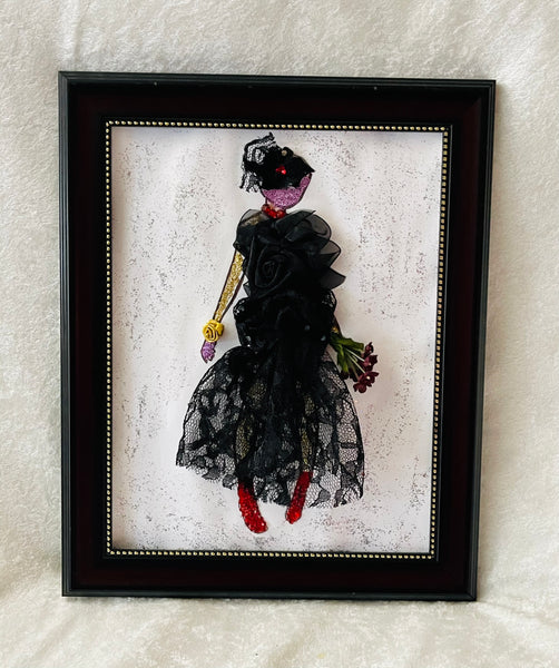 Handcrafted Paper Art Lady in Black