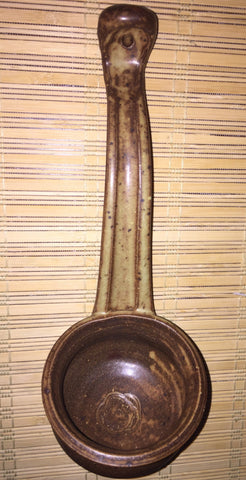 Vintage Handmade Hanging Heavy Pottery Ceramic Serving Spoon