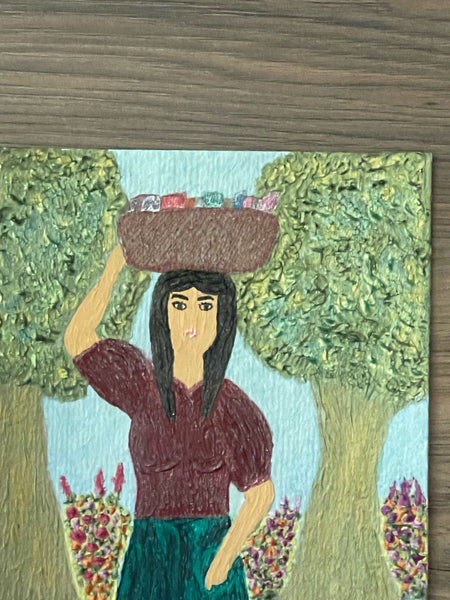 Original Acrylic and Watercolor Painting “Camino al Mercado” or “On Her Way to the Market”