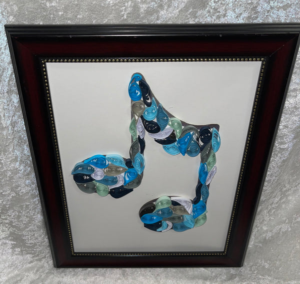 Handcrafted Quilled Paper Art Blues Beam Music Note Wall Decor