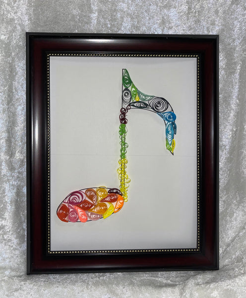 Handcrafted Quilled Paper Art Rainbow Quaver Music Note Wall Decor