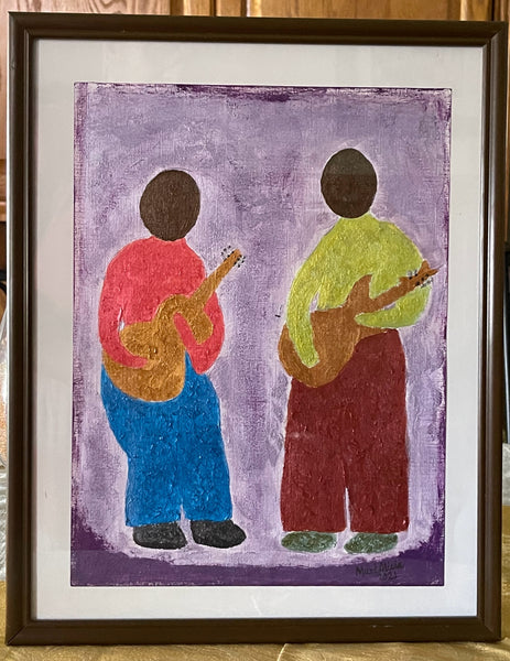 Original Acrylic Painting on Paper Artwork "Guitarristas" or “Guitar Players"