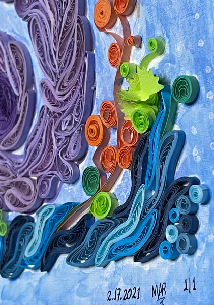 Handcrafted Quilled Paper Art Purple Seahorse