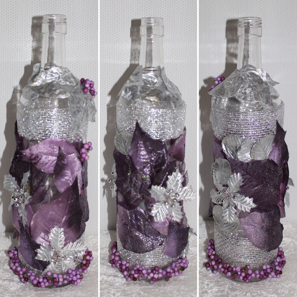 Shabby Chic Wrapped Decorated Embellished Bottles