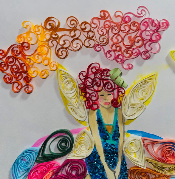 Handcrafted Quilled Paper Art Rainbow Fairy Wall Decor