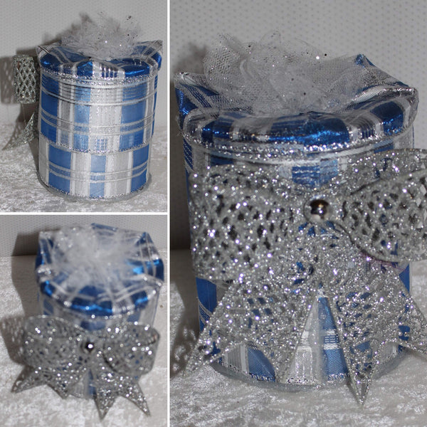 Shabby Chic Wrapped Decorated Tin Cans