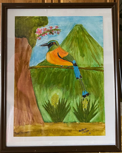 Original Watercolor Painting on Paper Artwork "El Salvador Homeland Symbols”