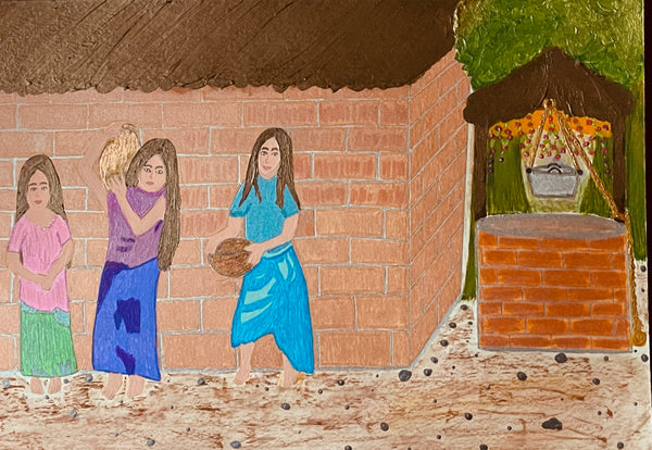 Original Acrylic and Watercolor Painting on Paper Artwork "Las Hermanas" “The Sisters”