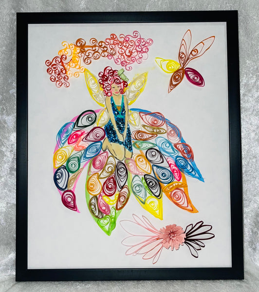 Handcrafted Quilled Paper Art Rainbow Fairy Wall Decor