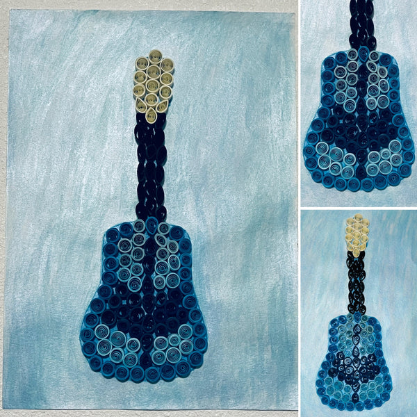 Handcrafted Quilled Paper Art Blues Guitar