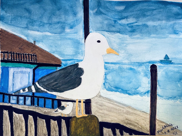 Original Watercolor Painting on Paper Artwork "Gaviota" or “Seagull”