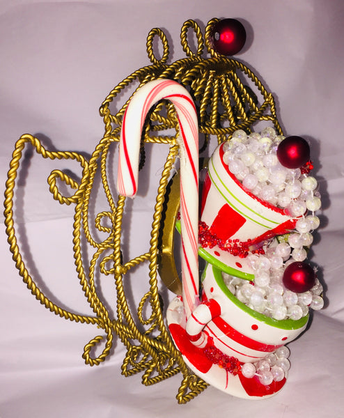 Handcraft Christmas Decor Cups in a Teapot