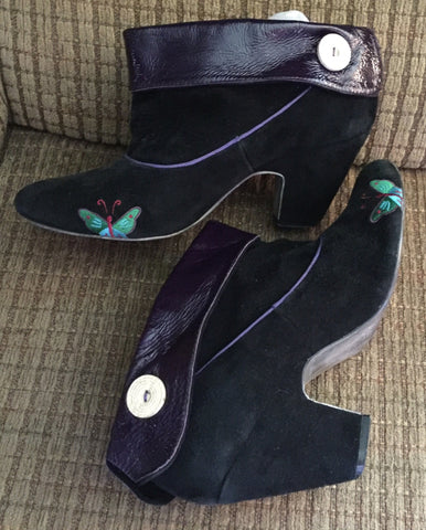 Vintage Shoes Gabriella Rocha Booties Black and Purple Size 10