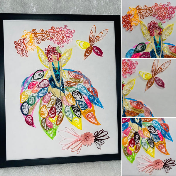 Handcrafted Quilled Paper Art Rainbow Fairy Wall Decor