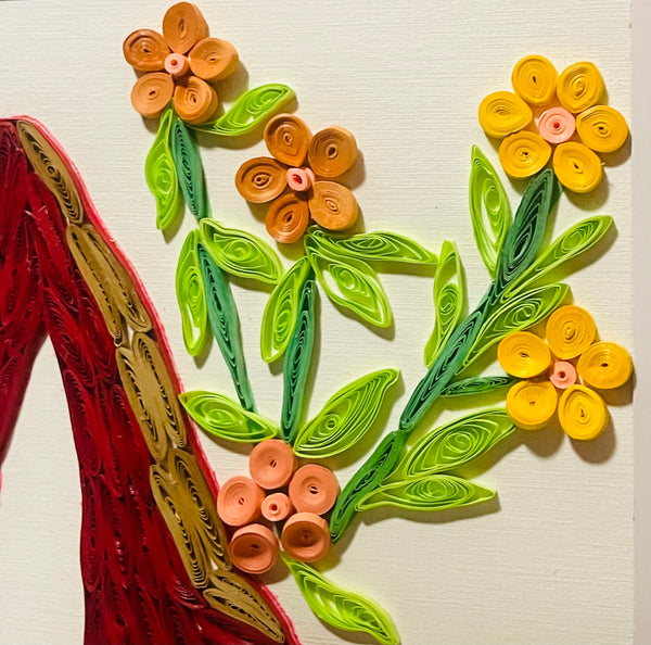 Handcrafted Quilled Paper Art Red Shoe