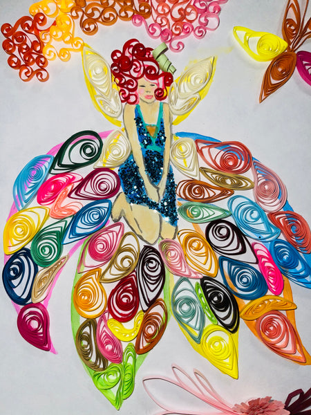 Handcrafted Quilled Paper Art Rainbow Fairy Wall Decor