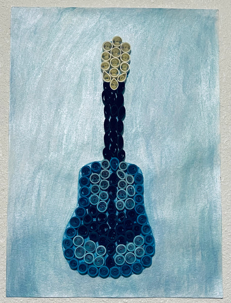 Handcrafted Quilled Paper Art Blues Guitar