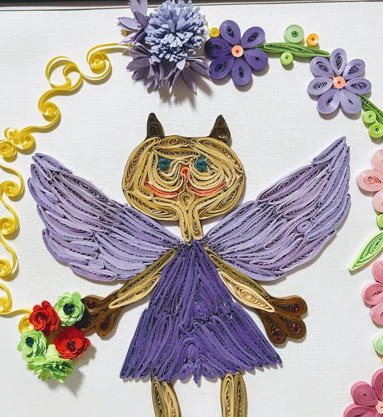 Handcrafted Quilled Paper Art Cat Kitty Angel