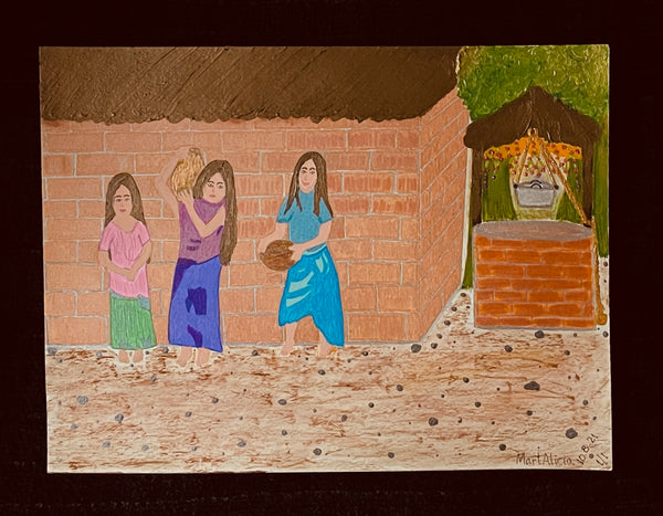 Original Acrylic and Watercolor Painting on Paper Artwork "Las Hermanas" “The Sisters”