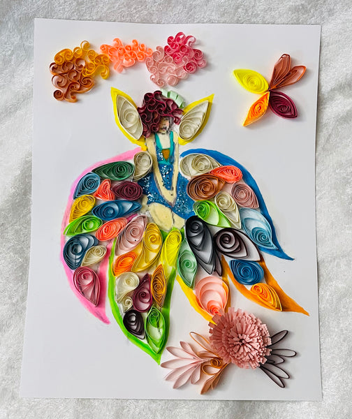 Handcrafted Quilled Paper Art Rainbow Fairy Wall Decor