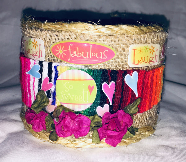 Shabby Chic Wrapped Decorated Tin Can