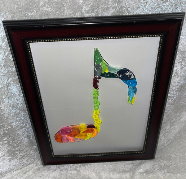 Handcrafted Quilled Paper Art Rainbow Quaver Music Note Wall Decor