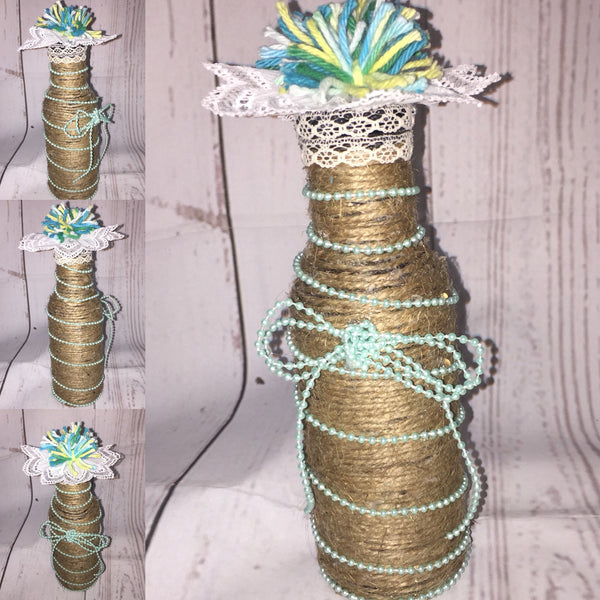 Rustic Jute Twine Wrapped Decorated Bottle