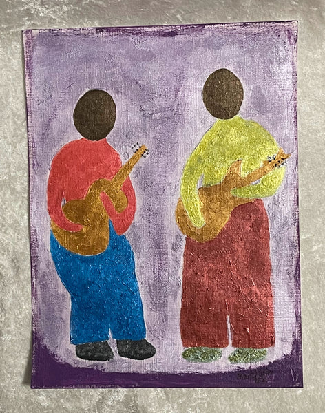 Original Acrylic Painting on Paper Artwork "Guitarristas" or “Guitar Players"