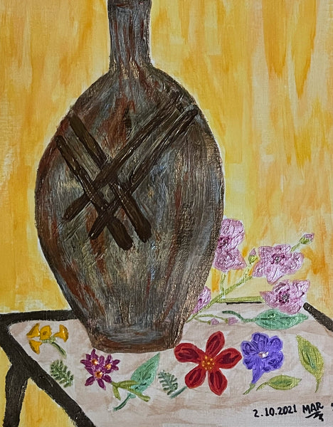 Original Acrylic Painting on Paper Artwork "Florero" or “Vase"