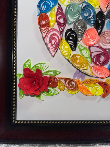 Handcrafted Quilled PaperArt Rainbow Owl Wall