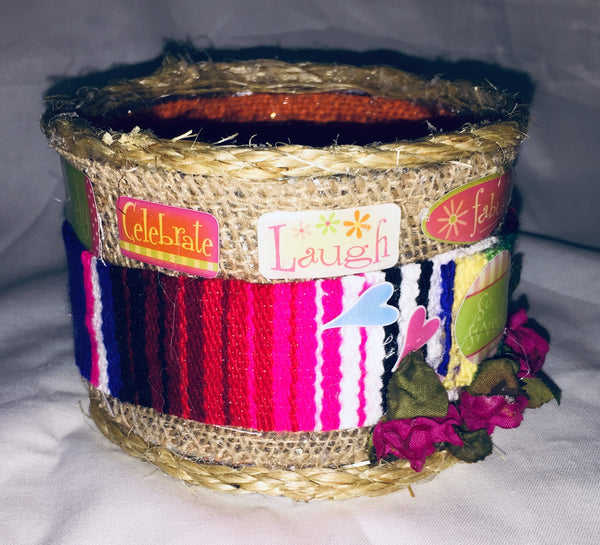 Shabby Chic Wrapped Decorated Tin Can