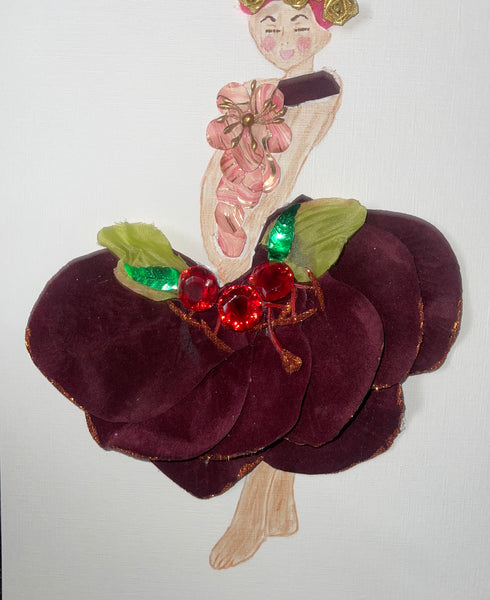 Handcrafted Paper Art Lady in Burgundy