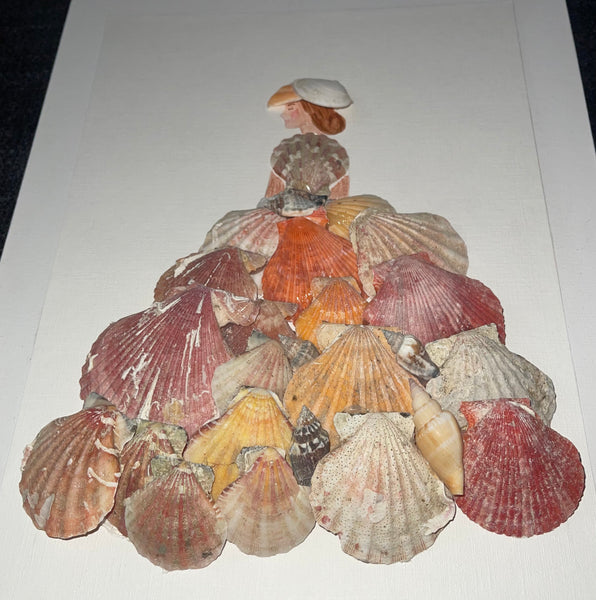 Handcrafted Paper Art Victorian Lady Seashells Dress