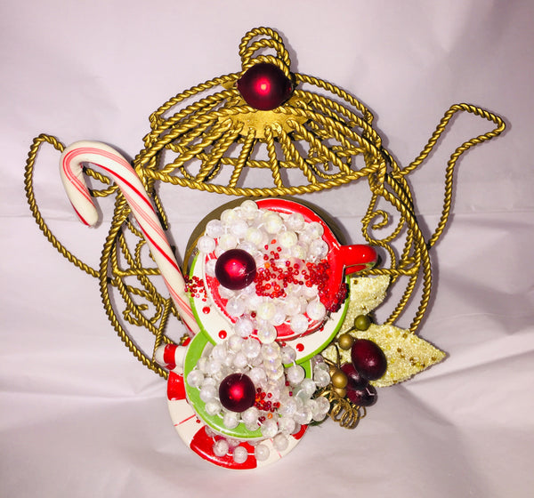 Handcraft Christmas Decor Cups in a Teapot