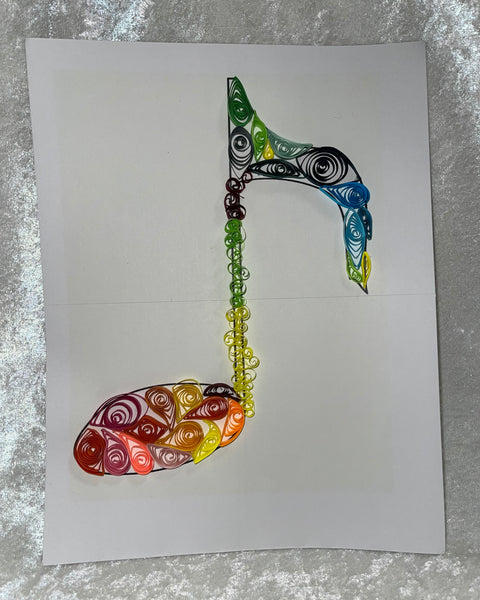 Handcrafted Quilled Paper Art Rainbow Quaver Music Note Wall Decor