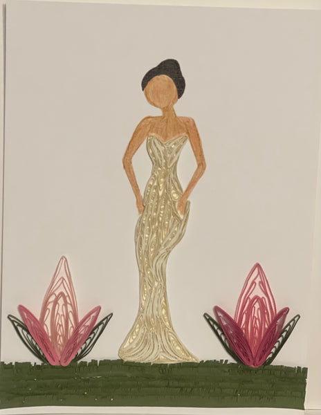 Handcrafted Quilled Paper Art of a Lady