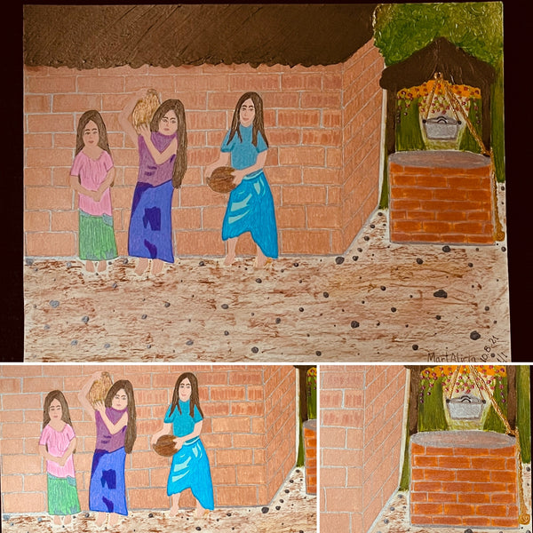 Original Acrylic and Watercolor Painting on Paper Artwork "Las Hermanas" “The Sisters”