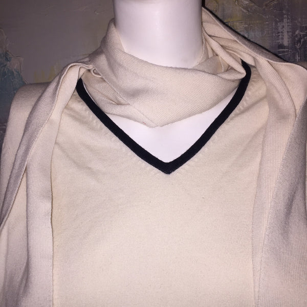 Rafaella Vintage Sweater Blouse Beige with Attached Scarf