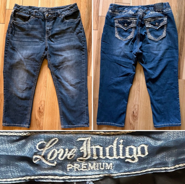 Cropped Blue Jeans Love Indigo Premium Size 14